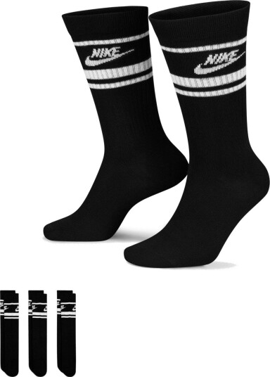 Nike 3 Pairs Sportswear Dri Fit ES Svart Golfsokker Black White