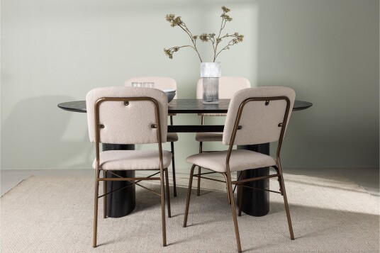 Venture Home Isolde Spisegruppe 180 cm Oval med 4 Seda Stoler Beige