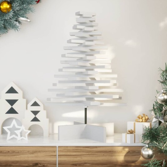 Vidaxl Juletre av tre til pynt hvit 80 cm heltre furu Vidaxl Juletre av tre til pynt hvit 80 cm heltre furu