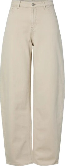 Pieces Pcgrace Mw Barrel Ank Jeans Noos Bc   Cream   28 x 32