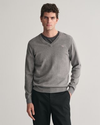 Klassisk bomullsgenser med v-hals DARK GREY MELANGE XXXL Klassisk bomullsgenser med v-hals DARK GREY MELANGE XXXL