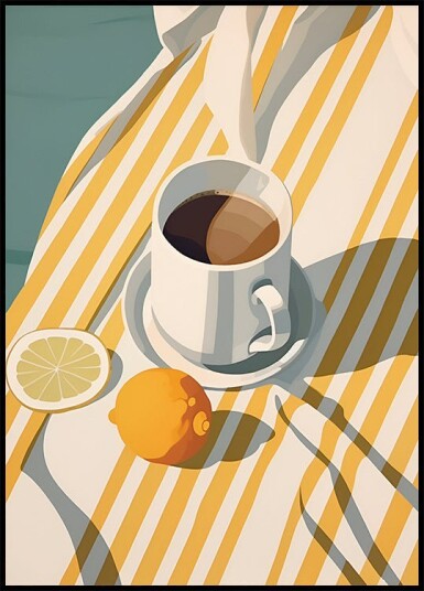 Morning Coffee & Lemons Minimalist Summer Plakat Plakat / 21x30cm