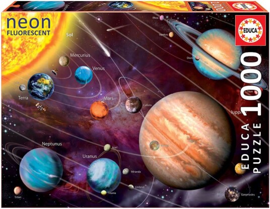Educa Puslespill 1000 brikker Solar system, Neon solsystemet