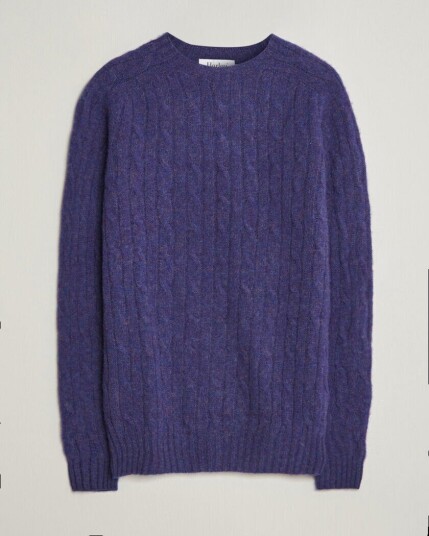Harley Of Scotland Brushed Supersoft Lambswool Cable Iris