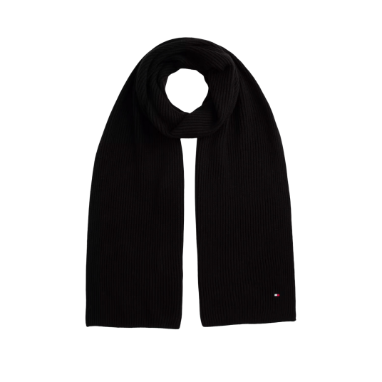 Tommy Hilfiger Th Flag Pima Cotton Cash Scarf - Black - ONE SIZE