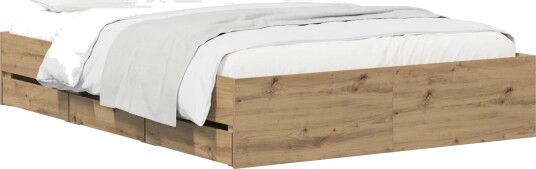 vidaXL Sengeramme med oppbevaring Artisan eik 140 x 190 cm