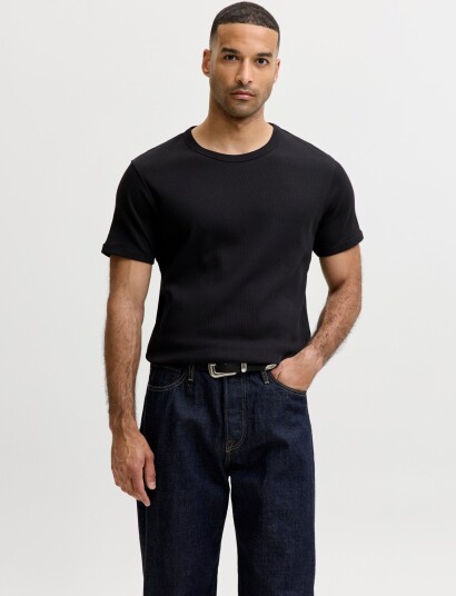 Jack & Jones Jjeorganic Rib Tee Ss Crew Neck 2Pk Mp Black L
