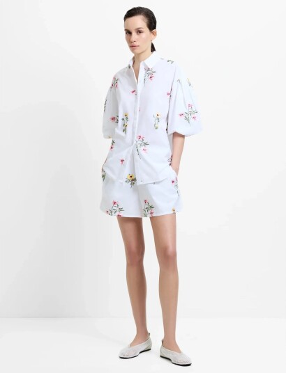 French Connection Cambria Cotton Ss Shirt White L