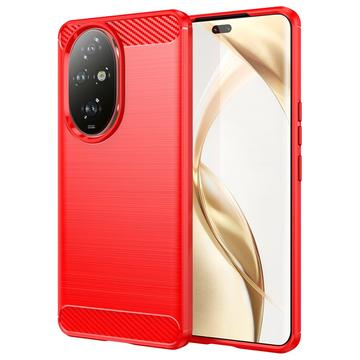 Honor 200 Pro Børstet TPU Deksel Karbonfiber Rød