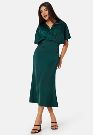 Bubbleroom Occasion Wrap Satin Midi Dress Dark green 34 Bubbleroom Occasion Wrap Satin Midi Dress Dark green 34