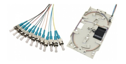Tecline Fiberoptisk Skjøtekassett Med 12X Fiber Pigtail Om3 Farget St/Upc 2,0 M 12 Stk (20500035)