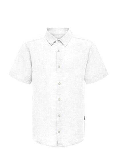 ONLY & SONS Osjcaiden Life Ss Solid Linen Shirt Wvn White 176 ONLY & SONS Osjcaiden Life Ss Solid Linen Shirt Wvn White 176