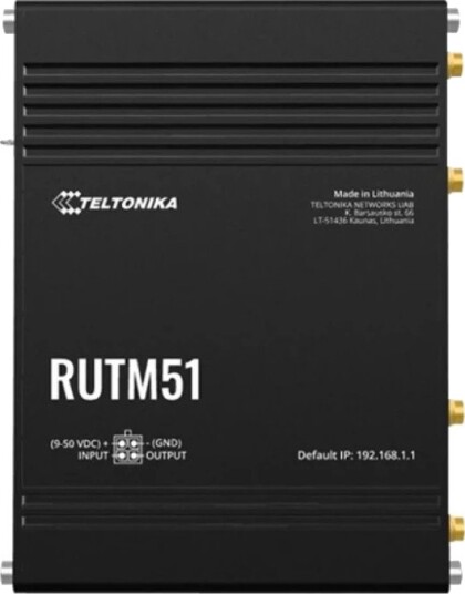 Teltonika RUTM51 Industriell 5G-ruter 5x Gigabit Ethernet Dual-SIM WiFi 5 Svart Teltonika RUTM51 Industriell 5G-ruter 5x Gigabit Ethernet Dual-SIM WiFi 5 Svart