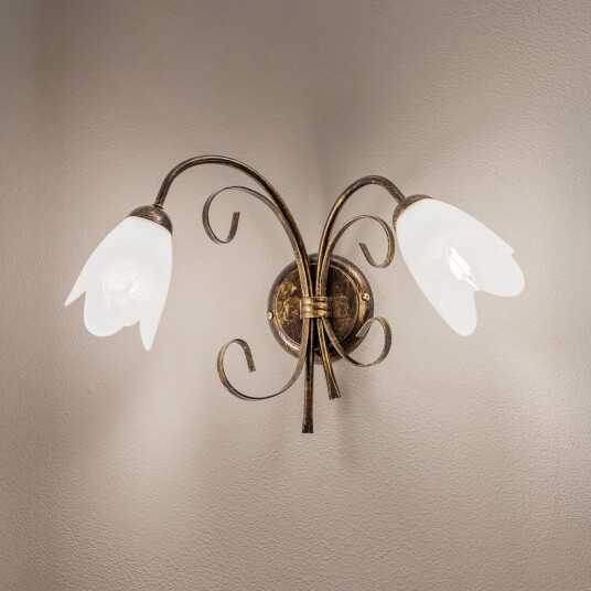ONLI Odino vegglampe 2 lyskilder bronsefarget metall glass
