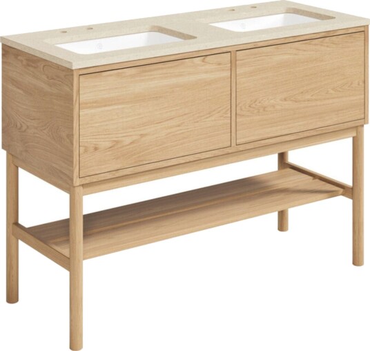 Gustavsberg Ducentic Servantskap med Benramme Lys eik / 120cm Dobbel Beige Royal 2 Hull for Kran Gustavsberg Ducentic Servantskap med Benramme Lys eik / 120cm Dobbel Beige Royal 2 Hull for Kran