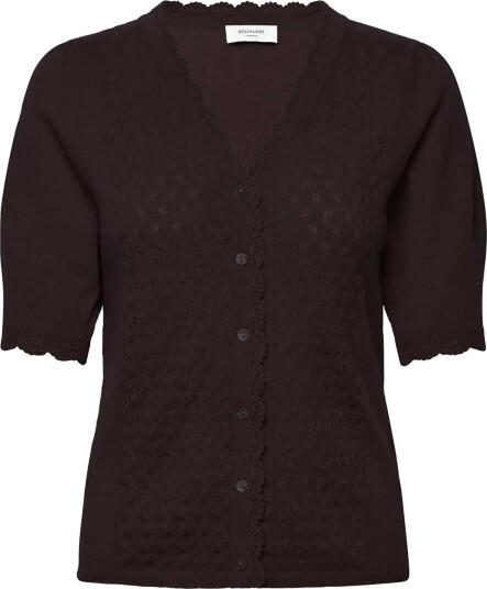 Rosemunde Rwlaica Cashmere Crochet  Ss V Neck   GANACHE   XL