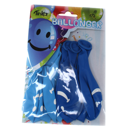 Ballonger Smiley 8pk blå Ballonger Smiley 8pk blå