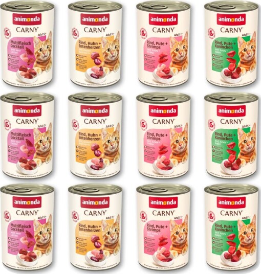 Animonda Carny Adult Våtfôr Blandet Pakke Okse & Fjærkre 4 Varianter 12x400g