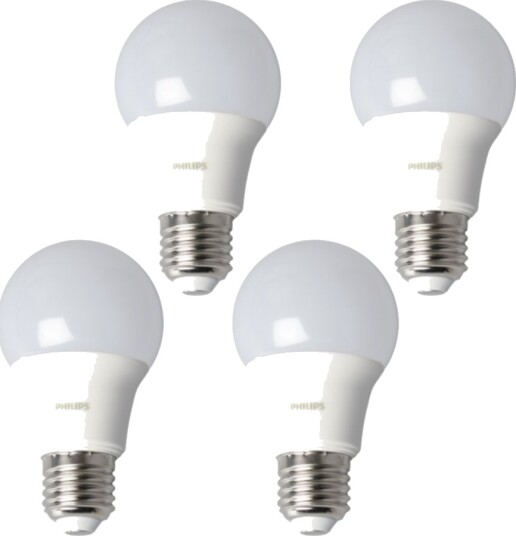 Philips LED standardpære E27 8W/827 4 pakning