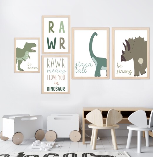 Plakater Dinosaurer / RAWR / 5 kpl sarja