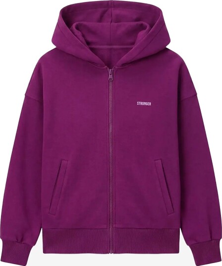 STRONGER Relaxed Full Zip Hoodie   AUBERGINE Purple   XL