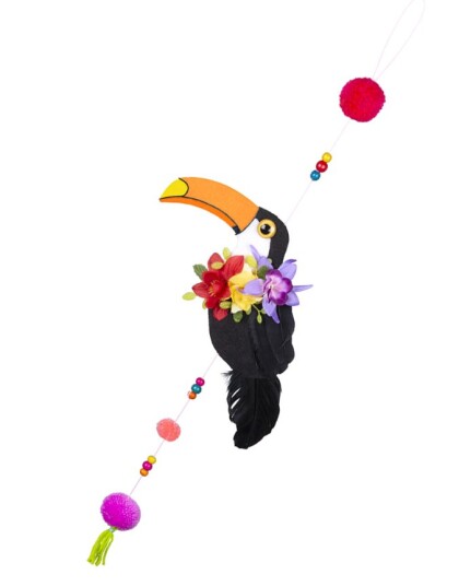 Hengende Dekorasjon med Dusker Blomster og Perler Toucan