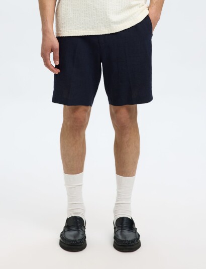 Selected Slmregular Leroy Linen Bld Shorts Noos Navy M