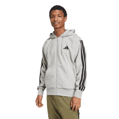 Adidas Essential Fleece 3 Stripes Full Zip hettejakke herre Grey XL Adidas Essential Fleece 3 Stripes Full Zip hettejakke herre Grey XL