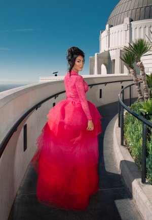 BUBBLEROOM Two Tone Lace Dress Pink / Red 36