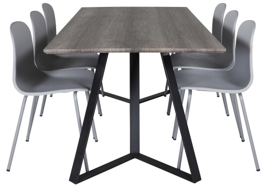 Venture Design Marina & Arctic spisegruppe Grå/grå 6 st stoler & bord 180 x 90 cm