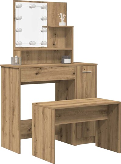 Sminkebordsett med LED artisan eik konstruert tre 8721158760807