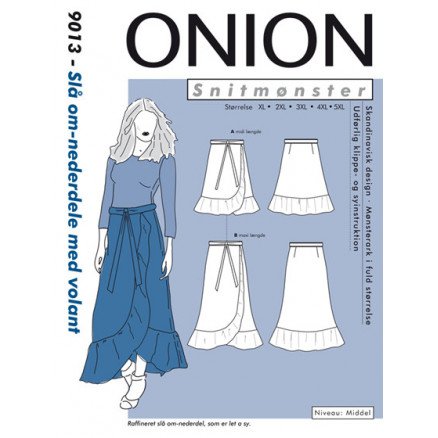 ONION Snittmønster Plus 9013 Omslagsskjørt med Volang Str XL 5XL