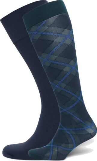 Swedish Stockings | 2 Pack Franka Check & Solid Knee Highs | ONE SIZE