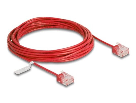 Delock Rj45 Nettverkskabel Cat.6 Utp Ultra Slim 5 M Rød Med Korte Plugger