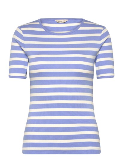 GANT Striped Ribbed Ss T Shirt Blue S