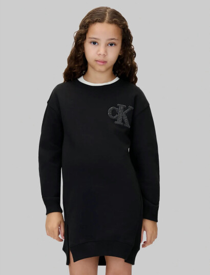 Calvin Klein Towling Monogram Terry Ls Dress Black 140