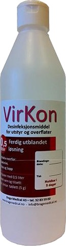 Virkon blandeflaske for desinfeksjonsmiddel 0,5 L 1 stk
