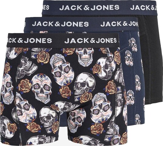 Jack & Jones Junior Boksershorts Jacraul Skulls Trunks 3 pakning Svart
