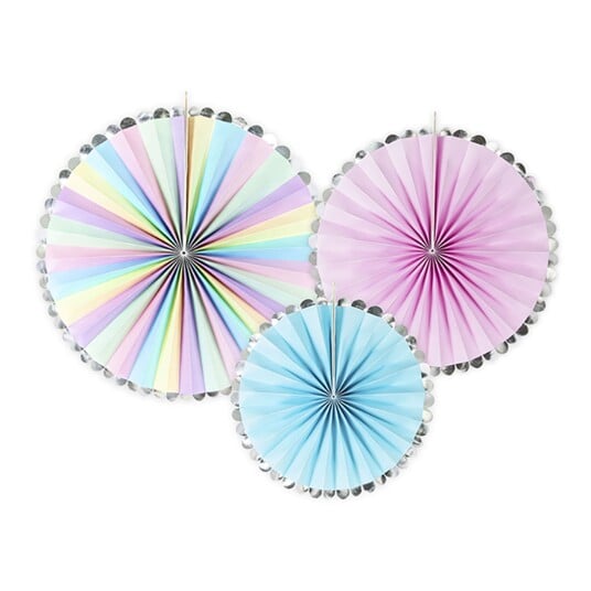 PartyDeco Papirvifter Pastellmiks - 3-pakning