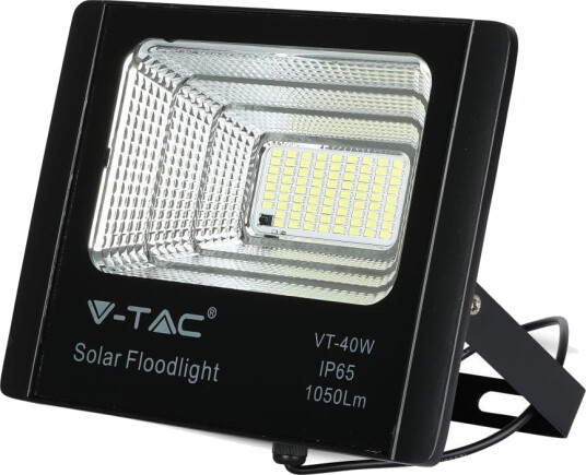 V Tac 40W LED solcelle lyskaster   1050lm IP65 inkl. solcellepanel og fjernkontroll 4000K   Kulør : Nøytral