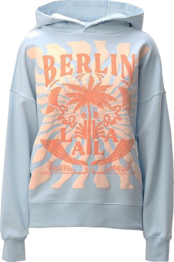 Lala Berlin Hettegenser Irina Sunset Palm Cashmere Blue Lala Berlin Small Hettegenser Blå