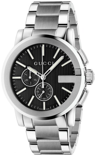 Gucci Herreklokke YA101204 G Chrono Sort/Stål Ø44 mm Gucci Herreklokke YA101204 G Chrono Sort/Stål Ø44 mm