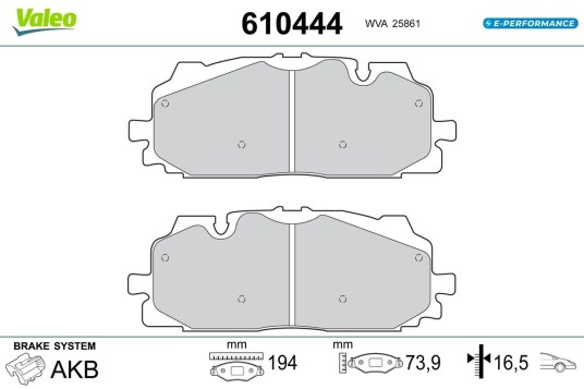 VALEO 610444 Bremseklosser