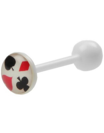 Body Art Poker Player Hvit Tungepiercing