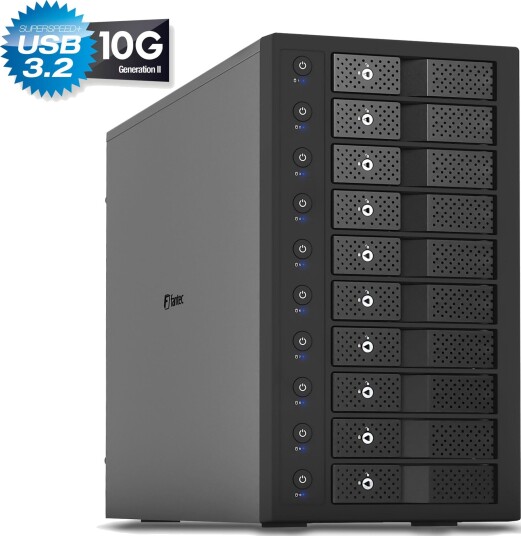 Fantec MB-X10U31H kabinett for 10x 3.5" HDD/SSD Sort