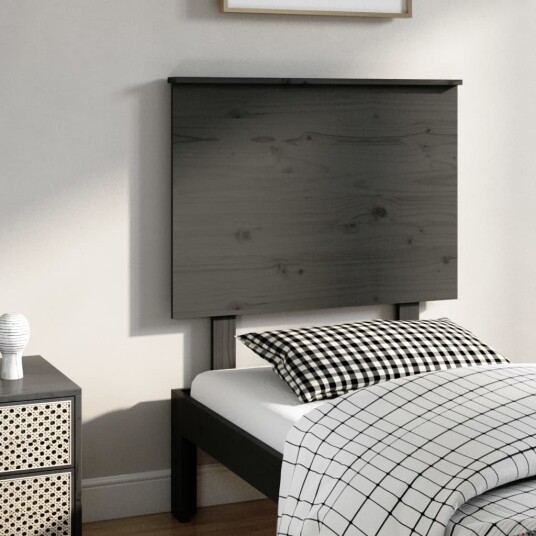 vidaXL Sengegavl grå 79x6x82,5 cm heltre furu