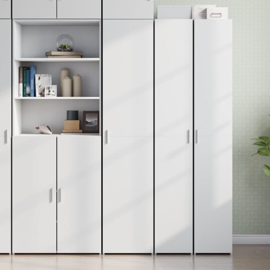 Hylle hvit 40x42,5x185 cm konstruert tre