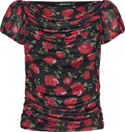 Gina Tricot Puff Sleeve Mesh Top Multi/patterned XL