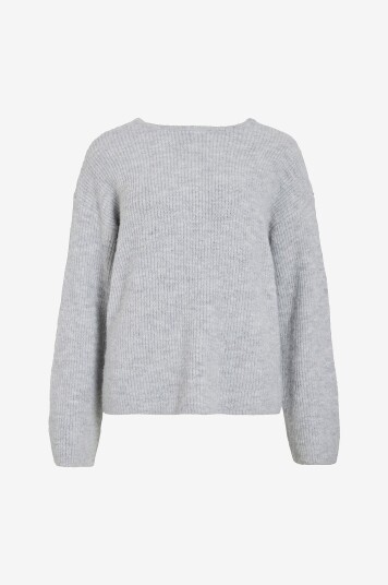 Vila Pullover viRetta O neck L/S Knit Bow Grå Vila Pullover viRetta O neck L/S Knit Bow Grå