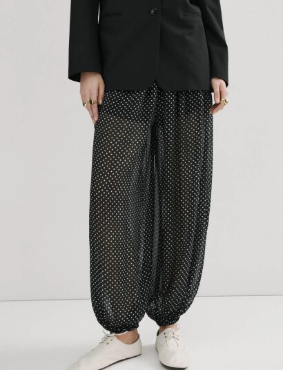 Mango Polka Dot Baggy Trousers Black M Mango Polka Dot Baggy Trousers Black M